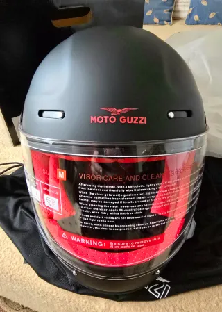 Casco Retro Moto Guzzi Negro Mate