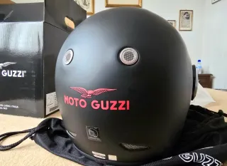 Casco Retro Moto Guzzi Negro Mate