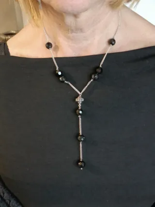 Collana Argento 925 Perle Nere Swarovski