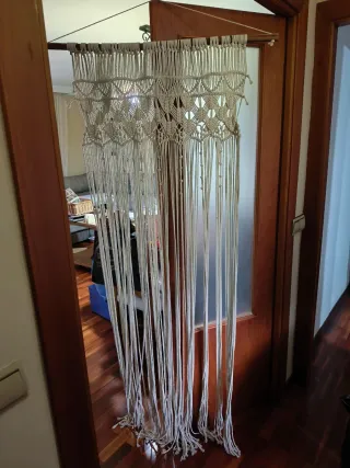 Cortina Macramé Beige Algodón