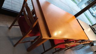 Tavolo + 4 Sedie Legno e Tessuto