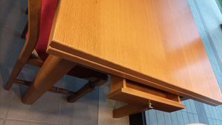 Tavolo + 4 Sedie Legno e Tessuto