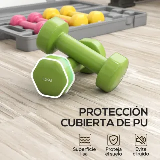 Juego 6 Mancuernas 1.5kg 1kg 0.5kg