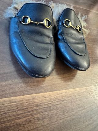 Mocasines Gucci Piel y Pelo Negro/Beige