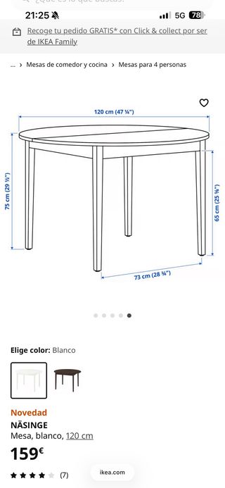 Mesa redonda comedor blanca