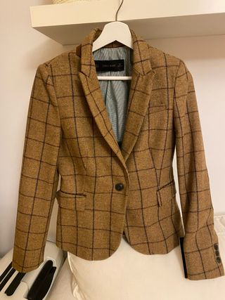 Americana Zara Camel Paño Cuadros