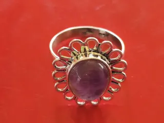 Anillo Plata Ley Amatista Diseño Floral