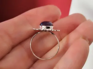 Anillo Plata Ley Amatista Diseño Floral