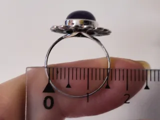 Anillo Plata Ley Amatista Diseño Floral