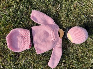 Conjunto bebé: Jersey y 2 capotas rosa