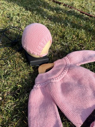 Conjunto bebé: Jersey y 2 capotas rosa