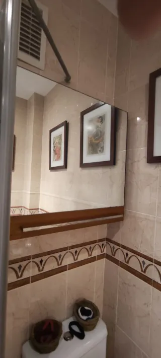 Armario Auxiliar Baño Madera y espejo.