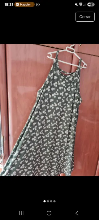 Vestido flojo holgado verde con flores