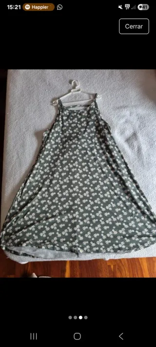 Vestido flojo holgado verde con flores