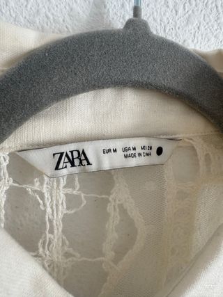 Blusa Zara Encaje Blanca Talla M
