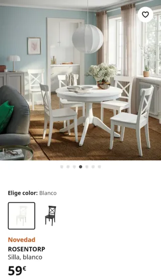 Mesa extensible y 4 sillas