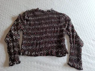 Blusa manga larga estampada mujer