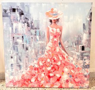 Cuadro mujer con vestido floral