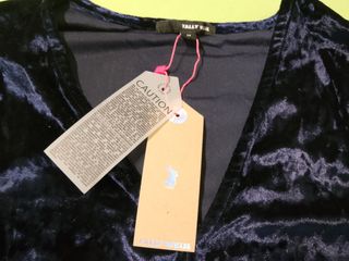 Tally Weijl Maglia Velluto Blu Taglia M