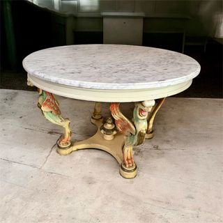 Mesa mármol y madera antigua