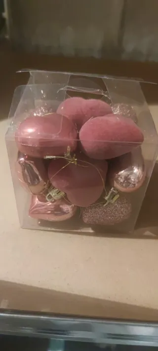 Adornos de navidad corazones rosas