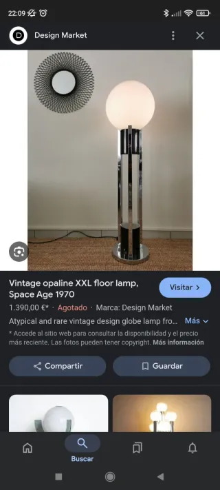 Lámpara de pie bola cristal