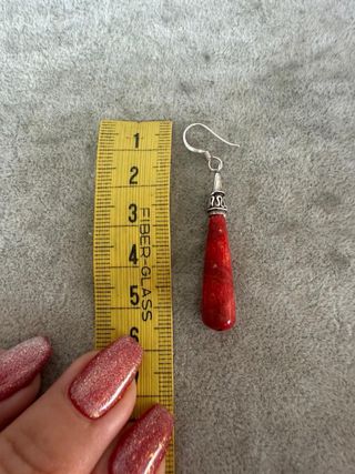 Pendientes Plata 925 Coral Rojo