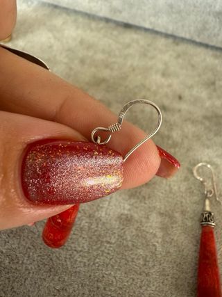 Pendientes Plata 925 Coral Rojo