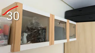 Estantería de pared madera y cristal