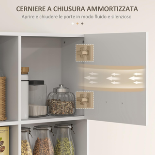 Credenza Cucina Alta con Cassetto, 4 Armadietti e