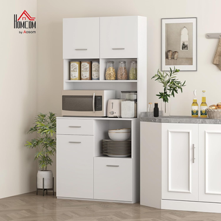 Credenza Cucina Alta con Cassetto, 4 Armadietti e