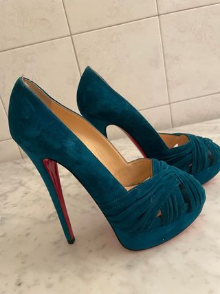 Scarpe Louboutin Tg 37 Blu Petrolio