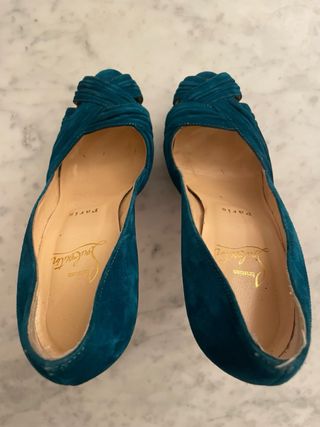 Scarpe Louboutin Tg 37 Blu Petrolio