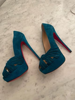 Scarpe Louboutin Tg 37 Blu Petrolio