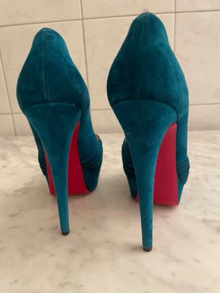 Scarpe Louboutin Tg 37 Blu Petrolio
