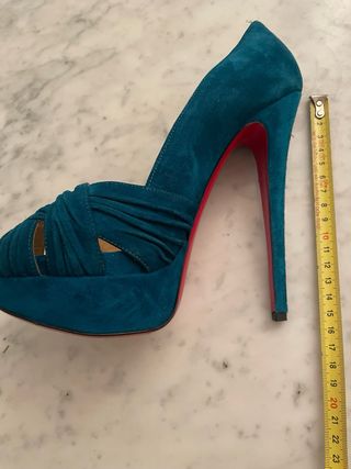 Scarpe Louboutin Tg 37 Blu Petrolio
