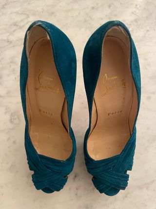 Scarpe Louboutin Tg 37 Blu Petrolio
