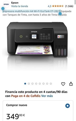 Impresora multifunción A4 WiFi EcoTank ET2821