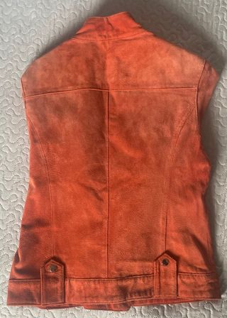 Cazadora de piel naranja mujer