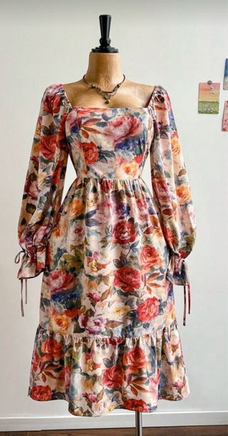 Vestido floral vintage Francés