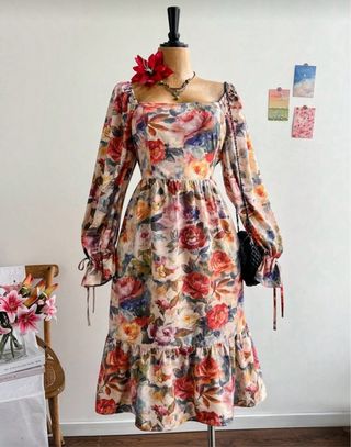 Vestido floral vintage Francés