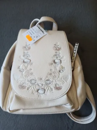 Mochila Silvia Rosa Beige Flores