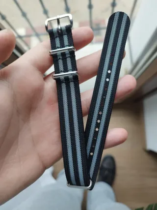 Correa Nato Reloj 18mm Rayas Negra Gris