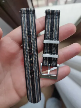Correa de reloj 18mm rayas negro y gris