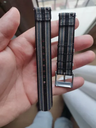 Correa de reloj 18mm rayas negro y gris