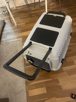 Transportín perro ruedas gris y negro