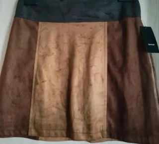 Falda efecto ante marrón y beige