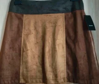 Falda efecto ante marrón y beige