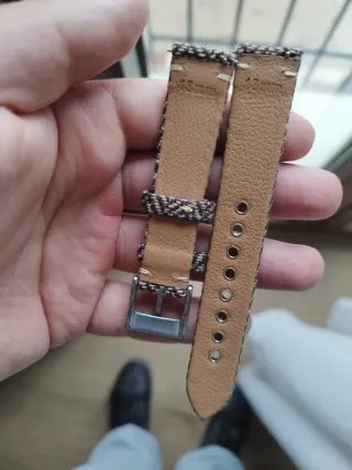 Correa de reloj 18mm tweed beige y marrón