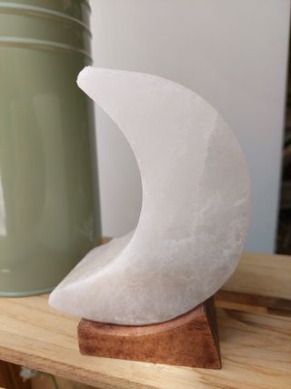 Lampada Selenite Luna con base in legno USB